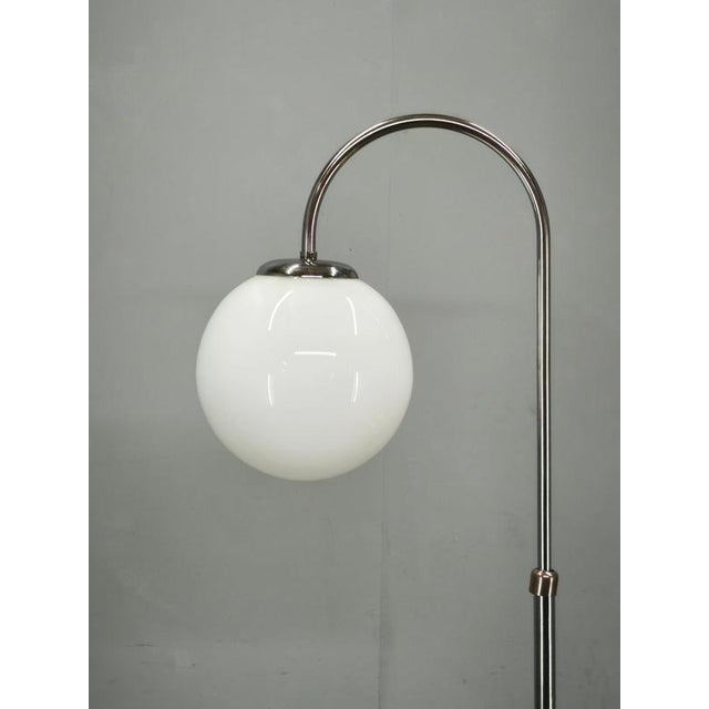 Vintage Art Deco Chrome Floor Lamp with Opaline Globe and Side Table, 1940s For Sale - Image 10 of 11