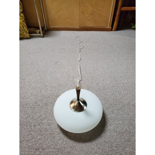 White Mid Century Modern Laurel Style Floating Hanging Light For Sale - Image 8 of 8