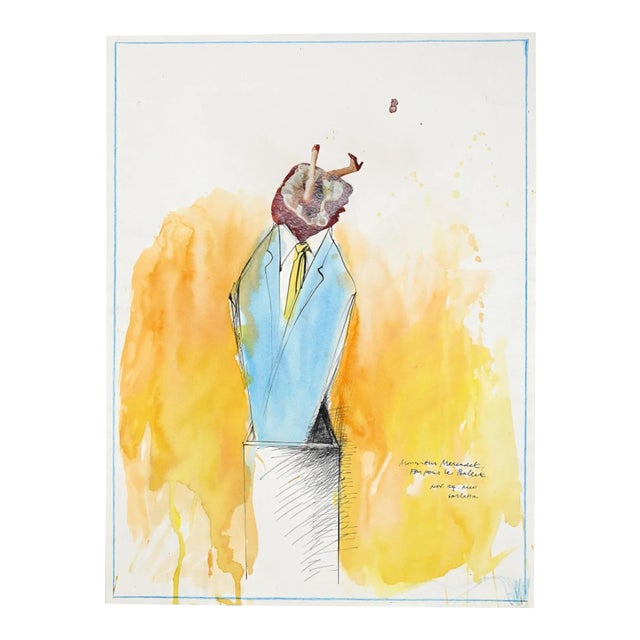 Sergio Barletta - Mr Mercadet for Pour Le Ballet - Ink and Watercolor - 2012 For Sale