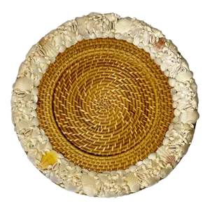 1990’s Seashell Encrusted Rattan Charger Plate