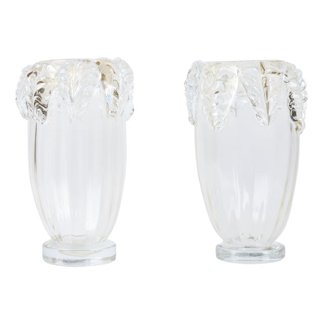 22k Gold Flecked Murano Glass Vases - A Pair For Sale