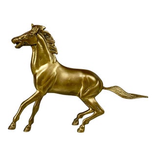 Vintage Traditional Brass Show Horse Ranch Equestrian Sculpture For Sale