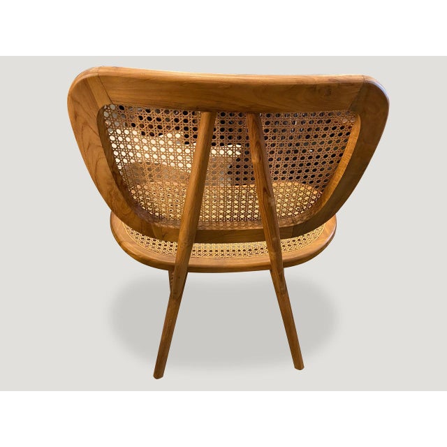 Andrianna Shamaris Rattan and Teak Wood Chair For Sale - Image 4 of 5