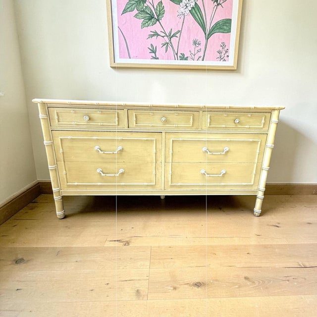 Mid-Century Modern Thomasville Allegro Faux Bamboo 7 Drawer Dresser For Sale - Image 3 of 16