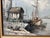 Sky Blue Vintage European Harbor Oil Painting Fishing Boats Seascape Framed Signed For Sale - Image 8 of 12