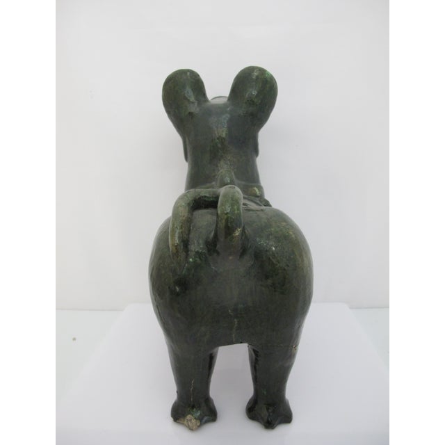Chinese Green Glazed Dog Han Style Pottery Tomb Guardian Sculpture For Sale - Image 9 of 13