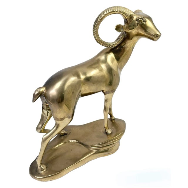 1970s 1970s Vintage Brass Ram on Base For Sale - Image 5 of 10