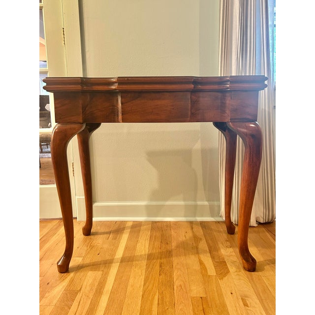 Vintage Queen Anne Revival Mahogany Flip-Top Game Table / Console Table For Sale - Image 4 of 15