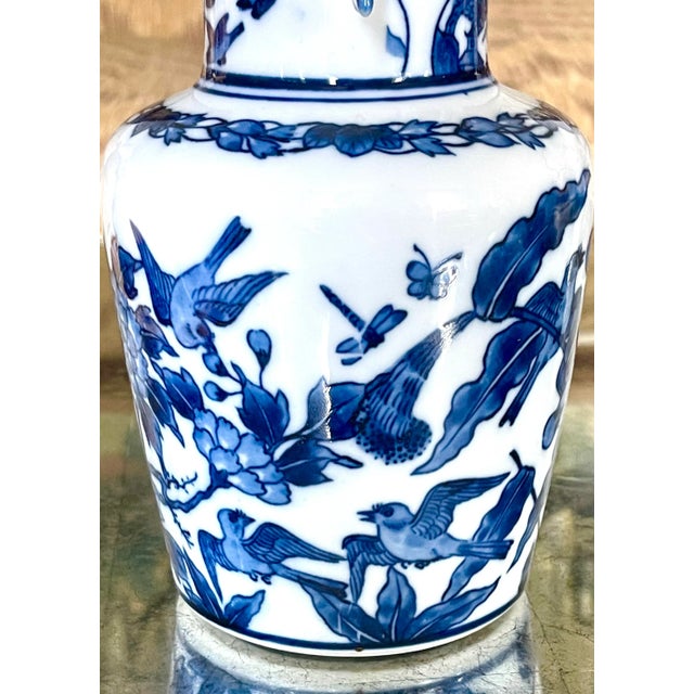 Chinese Meiping Blue and White Vase With Fish Handles For Sale - Image 4 of 12