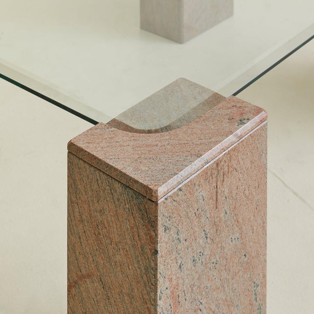 Vintage Italian Pink Granite Coffee Table with Beveled Glass Top For Sale - Image 17 of 18