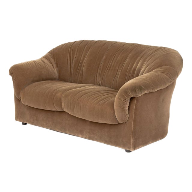 Italian Velvet Upholstered 2-Seat Sofa, 1970s For Sale