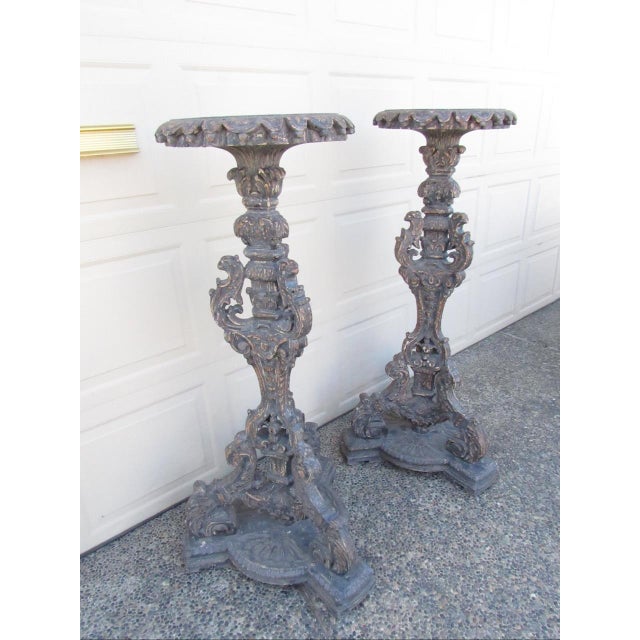 Pair of Antique Italian Baroque Style Torchères For Sale - Image 11 of 18