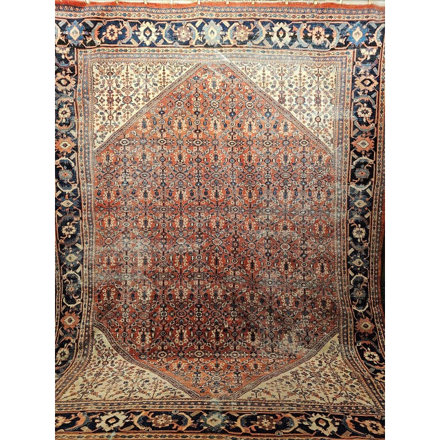 Antique Persian Mahal Sultanabad Rug, Hand-Knotted Wool, Geometric Pattern, 10x13, Brick Red & Ivory For Sale - Image 9 of 16