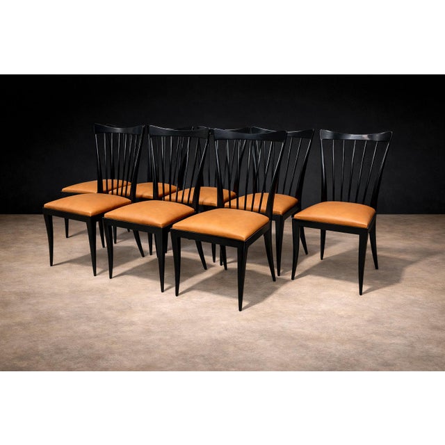 Giuseppe Scapinelli Set of 8 Dining Chairs in Hardwood & Leather, Giuseppe Scapinelli, 1950s - Lot 471 For Sale - Image 4 of 11