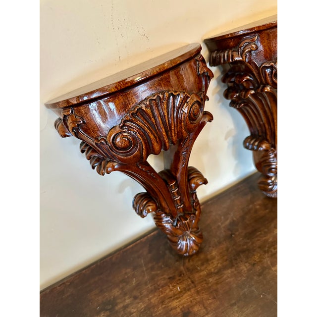 Maitland - Smith Maitland-Smith Carved Mahogany Wall Brackets- A Pair For Sale - Image 4 of 6