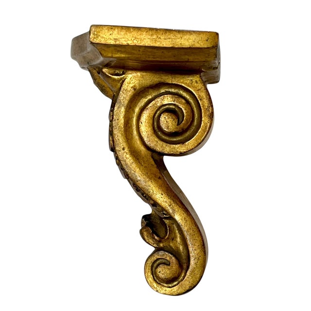 Hollywood Regency Pair Vintage Italian Neoclassical Giltwood Carved Wall Brackets Sconces For Sale - Image 3 of 10