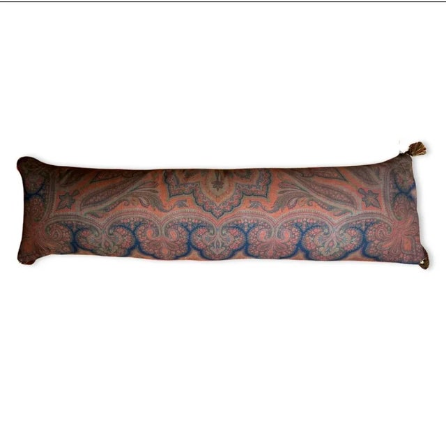 2020s Etro Cinnabar Paisley Vintage Cashmere Scarf Lumbar Pillow For Sale - Image 5 of 5