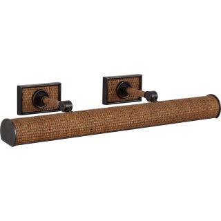 Chapman & Myers for Visual Comfort Signature Halwell 24" Picture Light in Bronze and Natural Woven Rattan For Sale