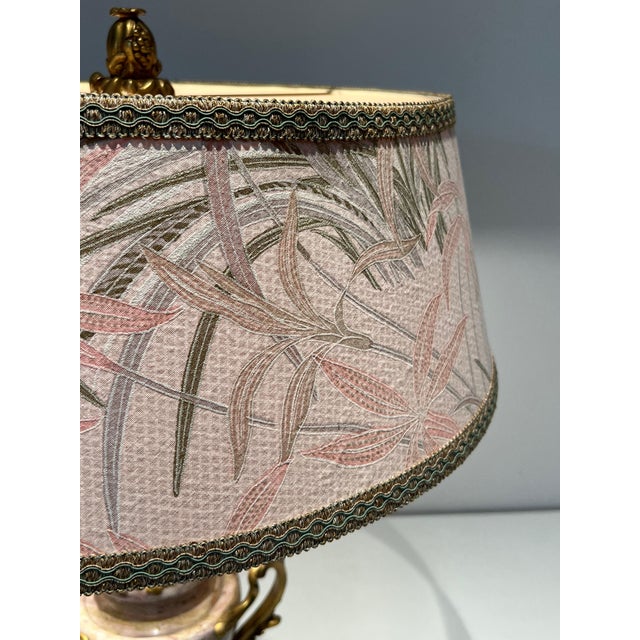 Mid 19th Century Large Louis XV style lamp in marble and decorated with decorative bronze For Sale - Image 4 of 12