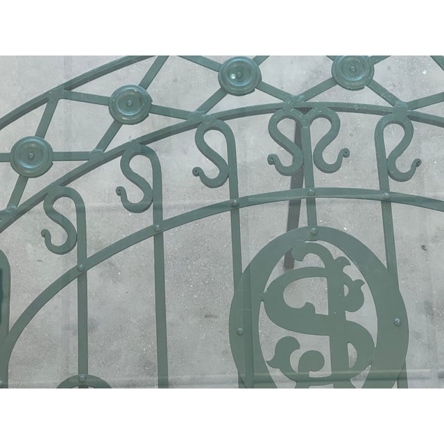 19th Spanish Wrought Iron Demilune Green Console Table For Sale - Image 10 of 12