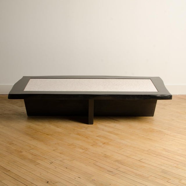 Wood Vintage Modernist Rectangular Coffee Table with Eggshell Fragment Top For Sale - Image 7 of 13