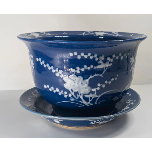 Early 20th Century Early 20th Century Chinese Blue and White Pate-Sur-Pate Jardiniere Planter For Sale - Image 5 of 15
