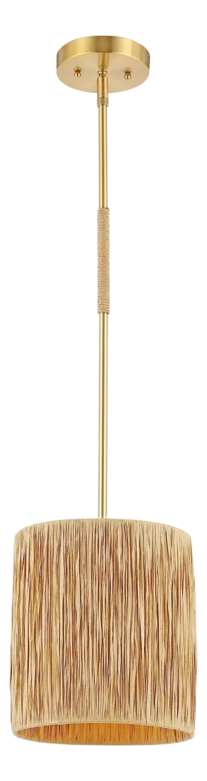 Saija 9" Textured Pendant in Natural/Gold