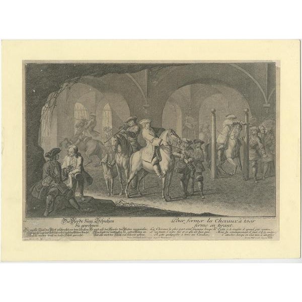 Ridinger, Training the Horses for Shooting, 1722, Print For Sale - Image 4 of 5