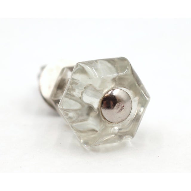 Traditional Vintage 0.875 In. Hexagon Glass Cabinet Drawer Knob Set For Sale - Image 3 of 5