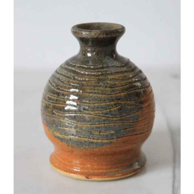 Contemporary Vintage Signed Studio Art Pottery Bud Vase For Sale - Image 3 of 7