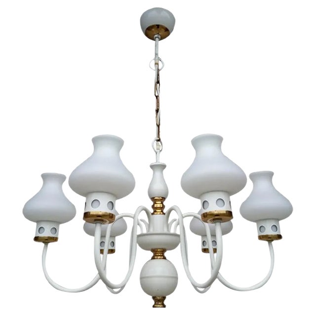 Vintage Chandelier & Table Lamp, 1970s, Set of 2 For Sale