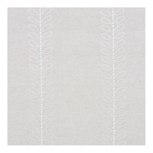 Schumacher Camile Embroidery Fabric in Natural For Sale