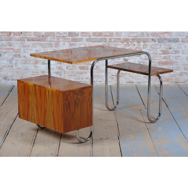 Bauhaus Walnut Writing Desk by A. Lurcat for Kovona, Czech, 1940s For Sale - Image 10 of 15
