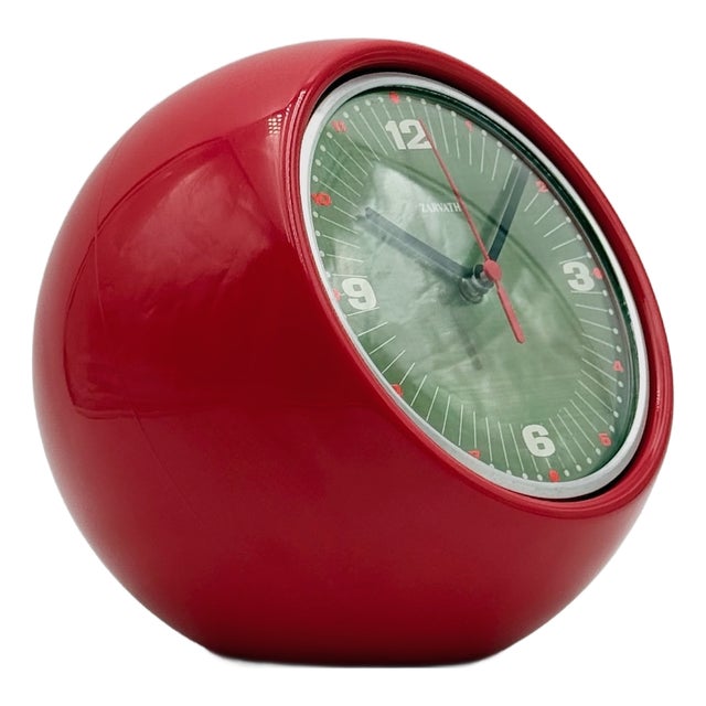 Space Age Red Globe Clock, 1970s For Sale