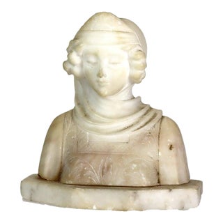 Antique Marble Bust of a Maiden Signed C1890 For Sale