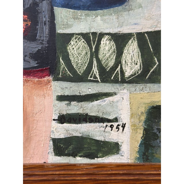 Vintage Modernist Portrait With Figure Encircled With Plants, Dated 1954 For Sale - Image 12 of 14