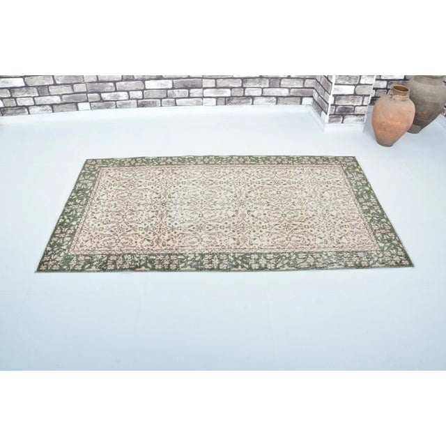 Green and Pi̇nk Color Oriental Area Carpet For Sale - Image 5 of 11