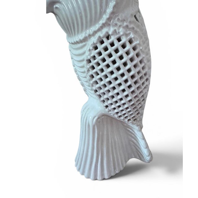 Mid 20th Century MCM Italian Ceramic Blanc De Chine Owl Lamp For Sale - Image 5 of 13