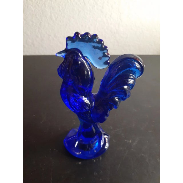 This is a GORGEOUS Westmoreland Cobalt Blue 5" Rooster Figurine. Procured at auction ART GLASS