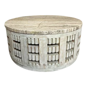 Round Kebe Stone Top Coffee Table