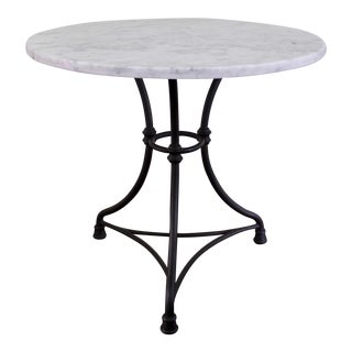 Marble Top Wrought Iron Bistro Table For Sale