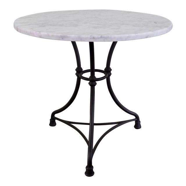 Marble Top Wrought Iron Bistro Table For Sale