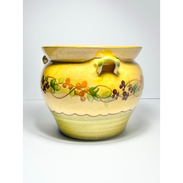 Terre E Provence Yellow & Green Ceramic Jardinière Planter Pot For Sale - Image 4 of 8