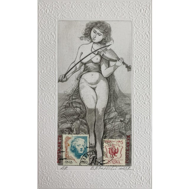 2000 - 2009 Bogdan Pikulicki, Violin, Etching & Collage on Embossed Paper, 2003 For Sale - Image 5 of 5