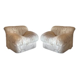 Mid 20th Century Pair of Oversized Cardin-Style Lounge Chairs For Sale