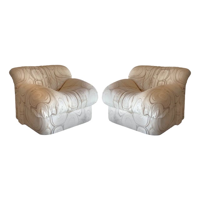 Mid 20th Century Pair of Oversized Cardin-Style Lounge Chairs For Sale
