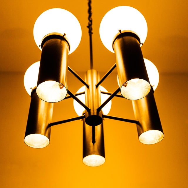 Vintage Mid Century Five Globe Chandelier by Feldman For Sale - Image 9 of 13