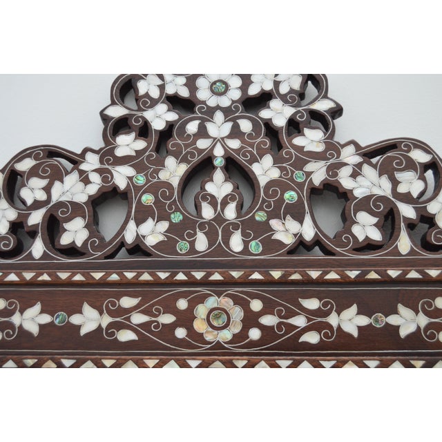 Wood Vintage Syrian Floral-Patterned Colorful Mother-Of-Pearl Mirror For Sale - Image 7 of 10