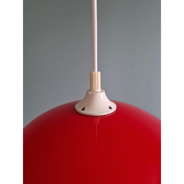 Vintage Red Opaline Glass Pendant Light, 1960s For Sale - Image 4 of 11