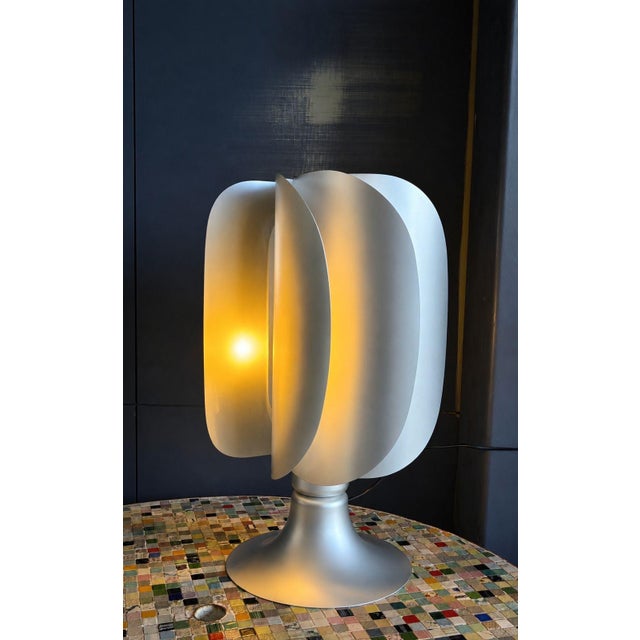 Largest version of this conspicuous table lamp, in the form of a turbine, designed by Gerard Rignault for Groupe S.A. in...